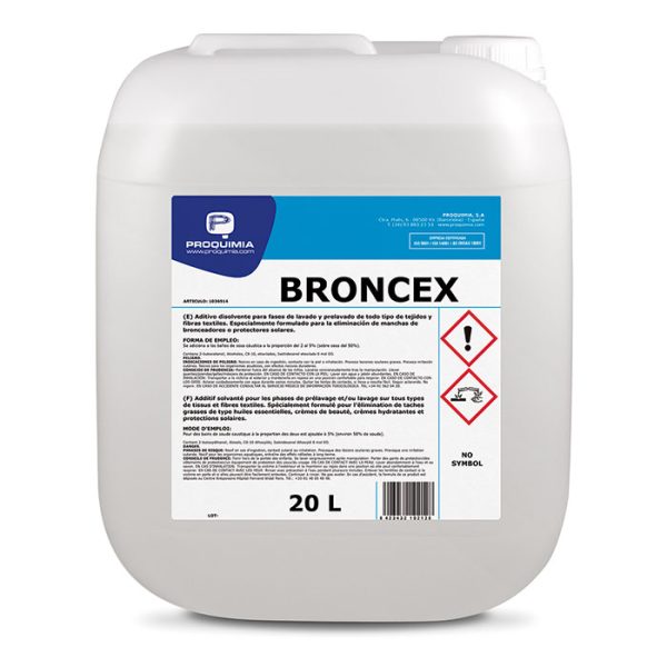 BRONCEX - Aditivo específico de recuperação de manchas de bronzeadores - GAR. 20Lt (Lavandaria Industrial)
