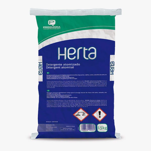 HERTA - Detergente em pó multiusos para a limpeza manual de têxteis muito sujos - Saco de 15kg