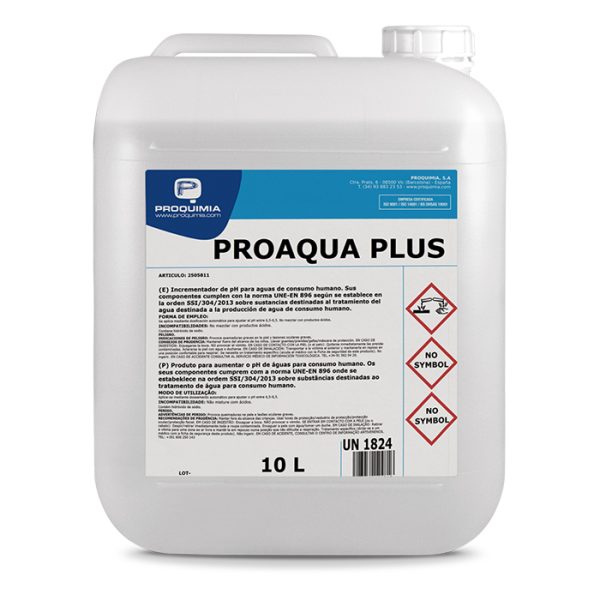 PROAQUA PLUS - Aditivo líquido concentrado para aumentar o pH da água - GAR. 10L