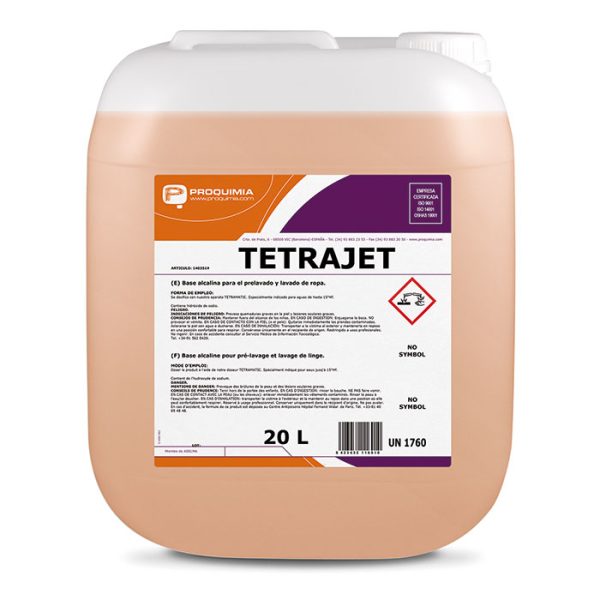 TETRAJET - Base alcalina e sequestrante concentrada para pré-lavagem e lavagem - GAR. 20Lt (Lavandaria Industrial)