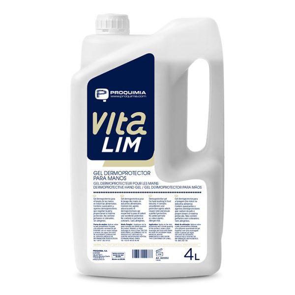 VITA LIM - Gel dermoprotetor sem perfume para a limpeza das mãos - Caixa com 3 garrafas de 4Lt