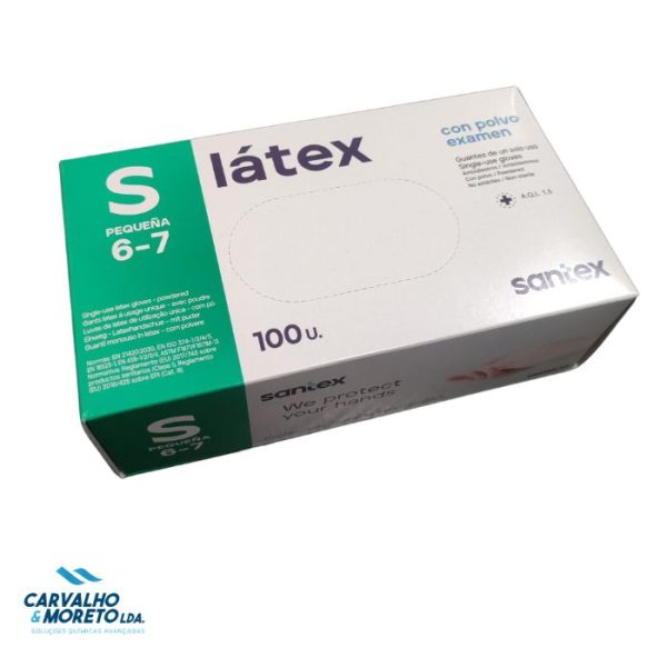 SX01BB - Luvas de Látex c/pó – Tam. S – Caixa com 100 unidades