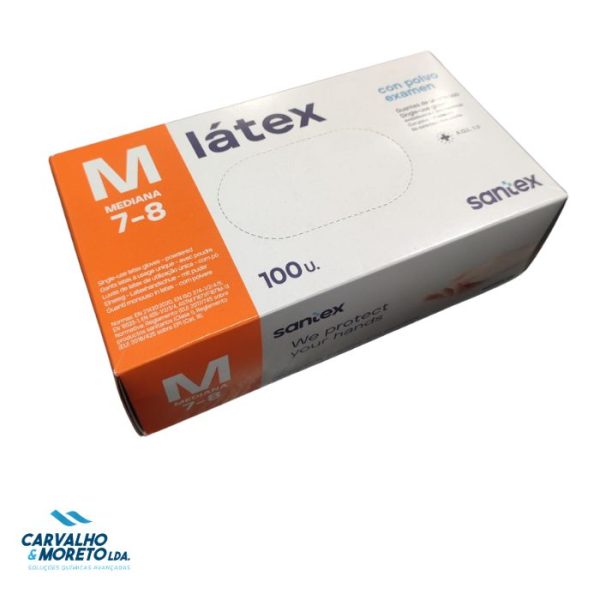 SX01BC - Luvas de Látex c/pó – Tam. M – Caixa com 100 unidades