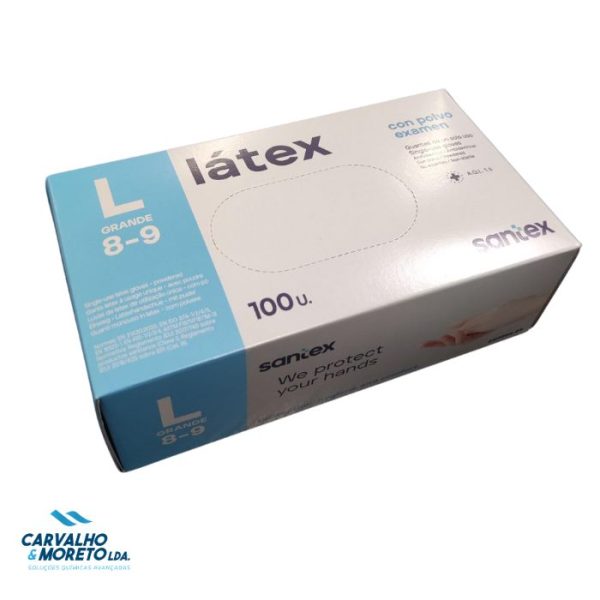 SX01BD - Luvas de Látex c/pó – Tam. L – Caixa com 100 unidades